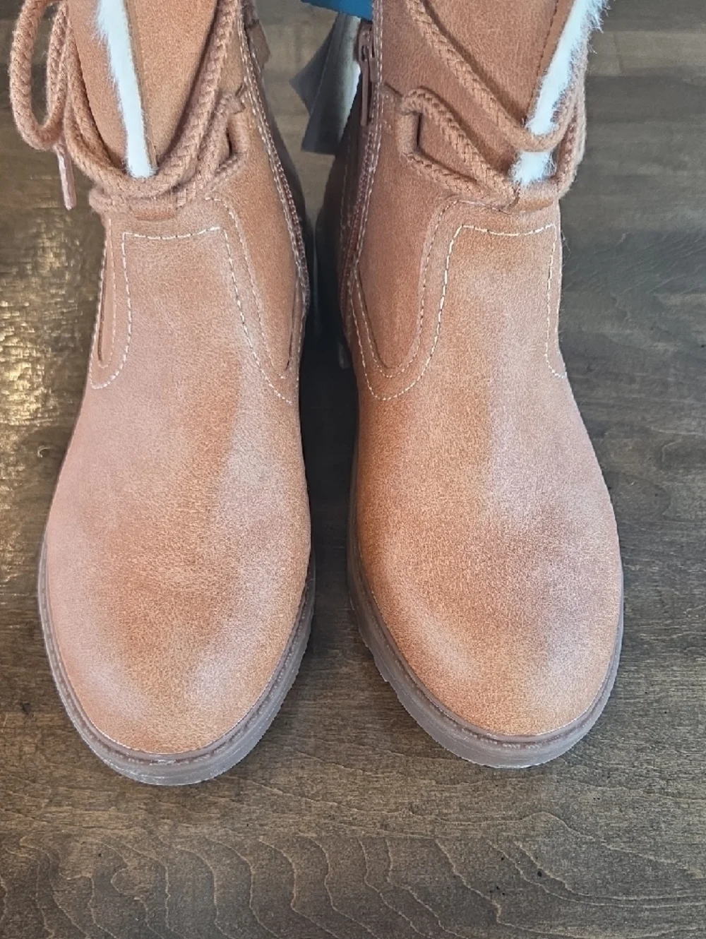 Geox Size 6 Women’s NEW Tan Waterproof Leather Winter Boots with White Faux-Fur - Picture 3 of 10